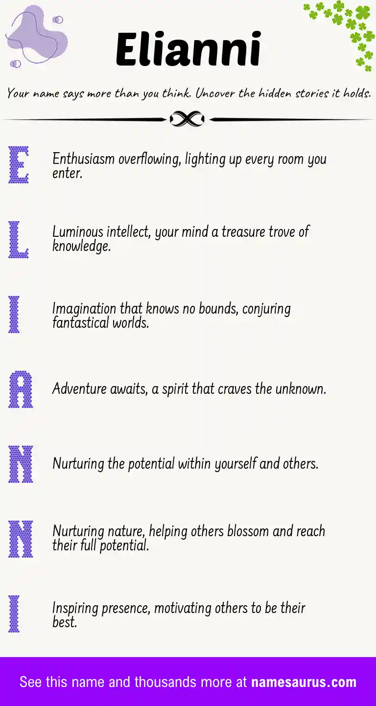 Acrostic poem about Elianni.