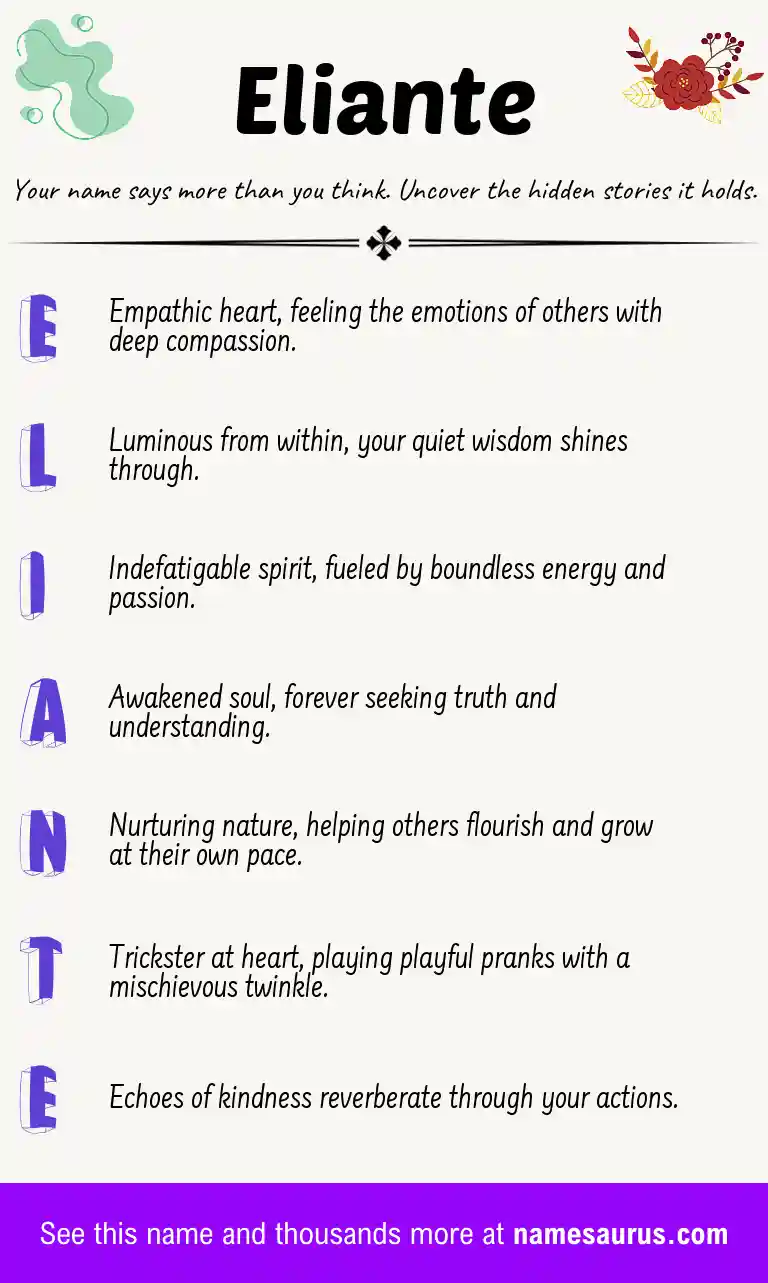 Acrostic poem about Eliante.