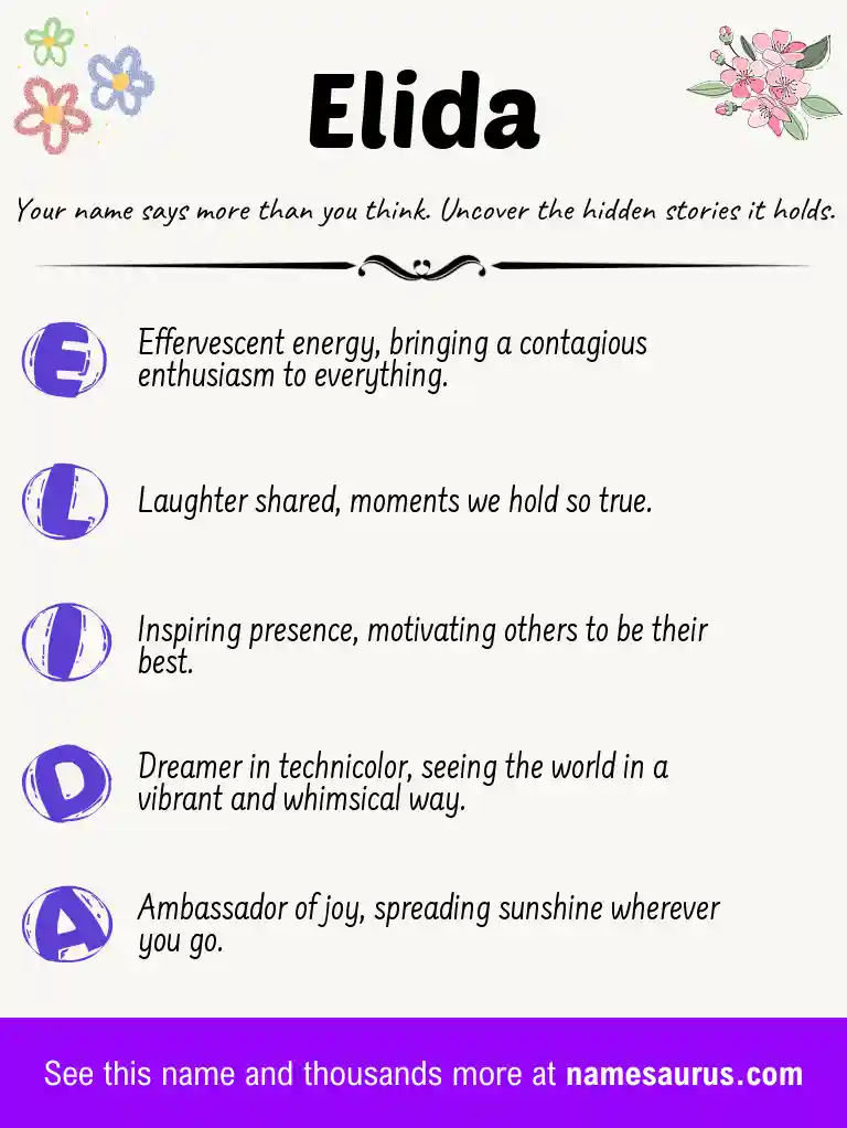 Acrostic poem about Elida.