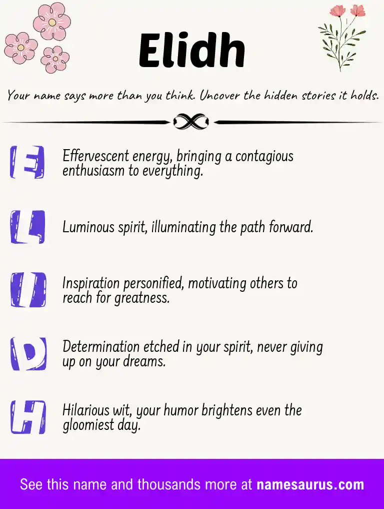 Acrostic poem about Elidh.