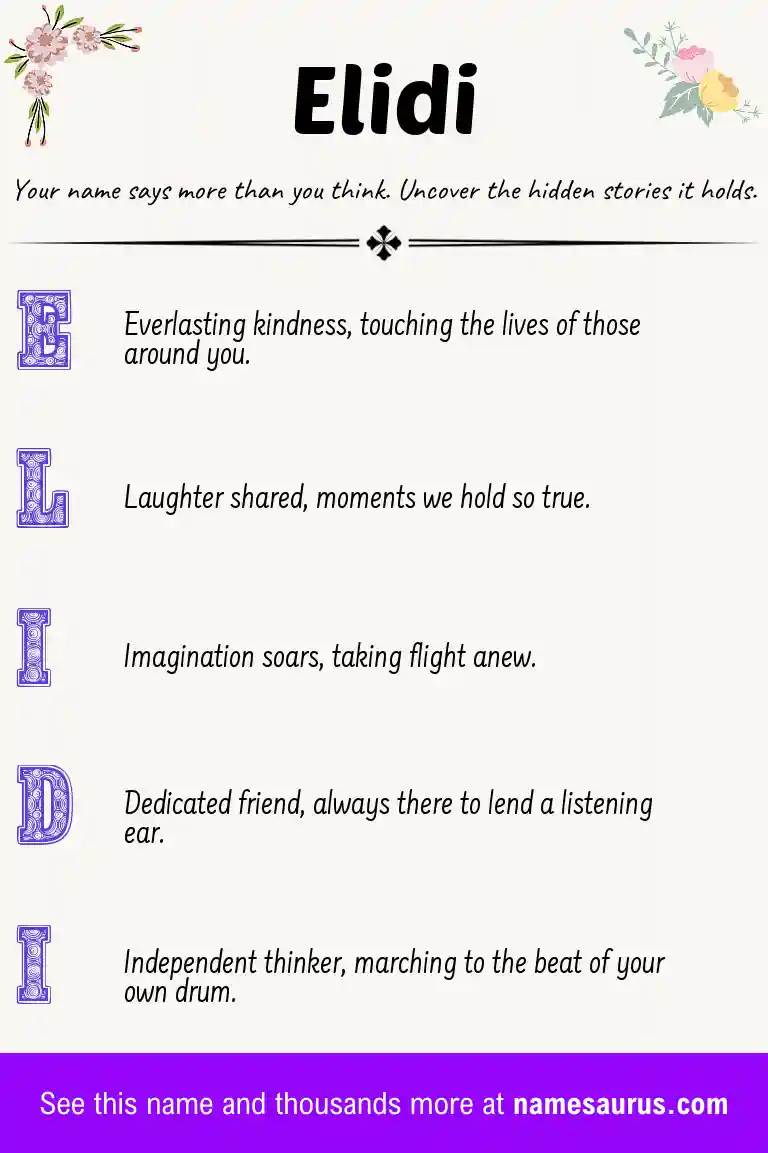 Acrostic poem about Elidi.