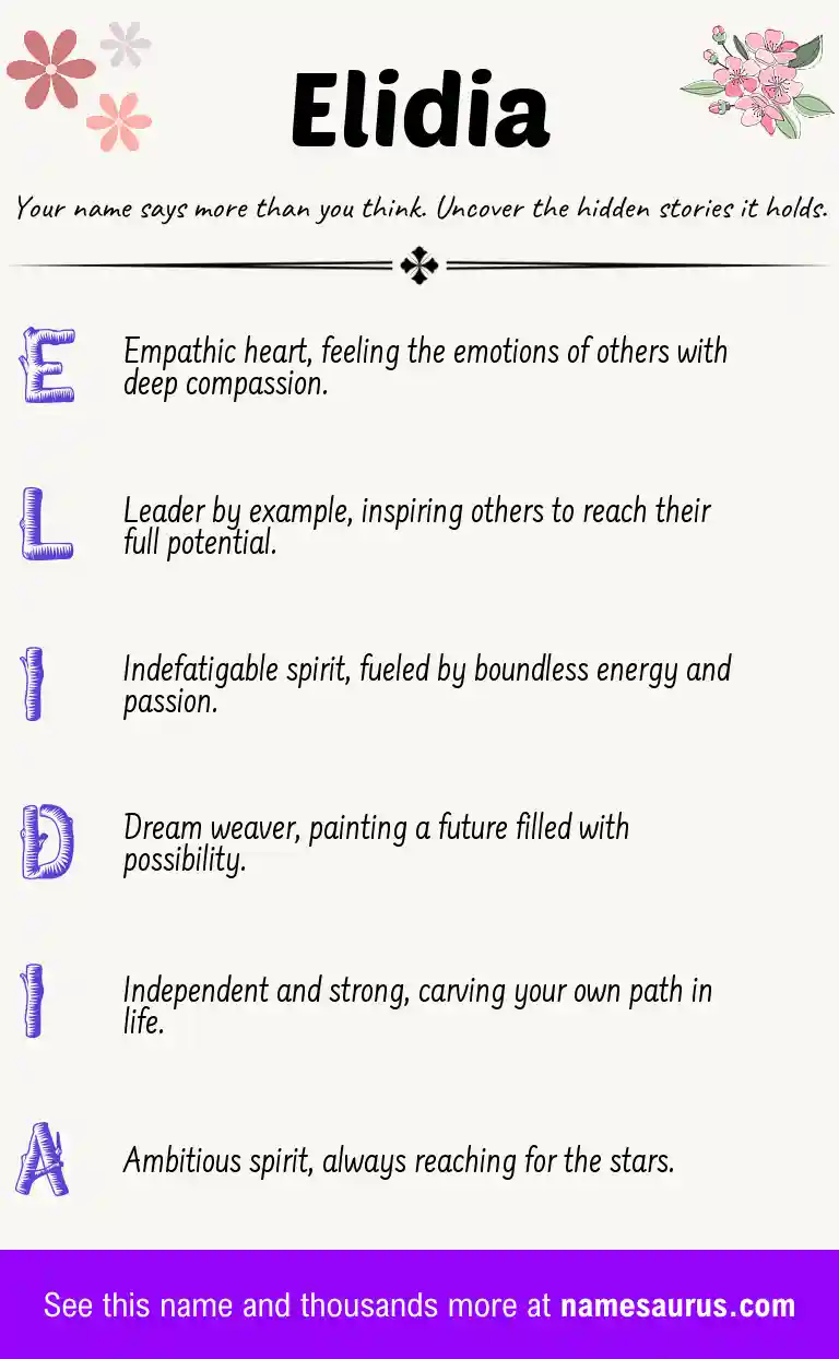 Acrostic poem about Elidia.
