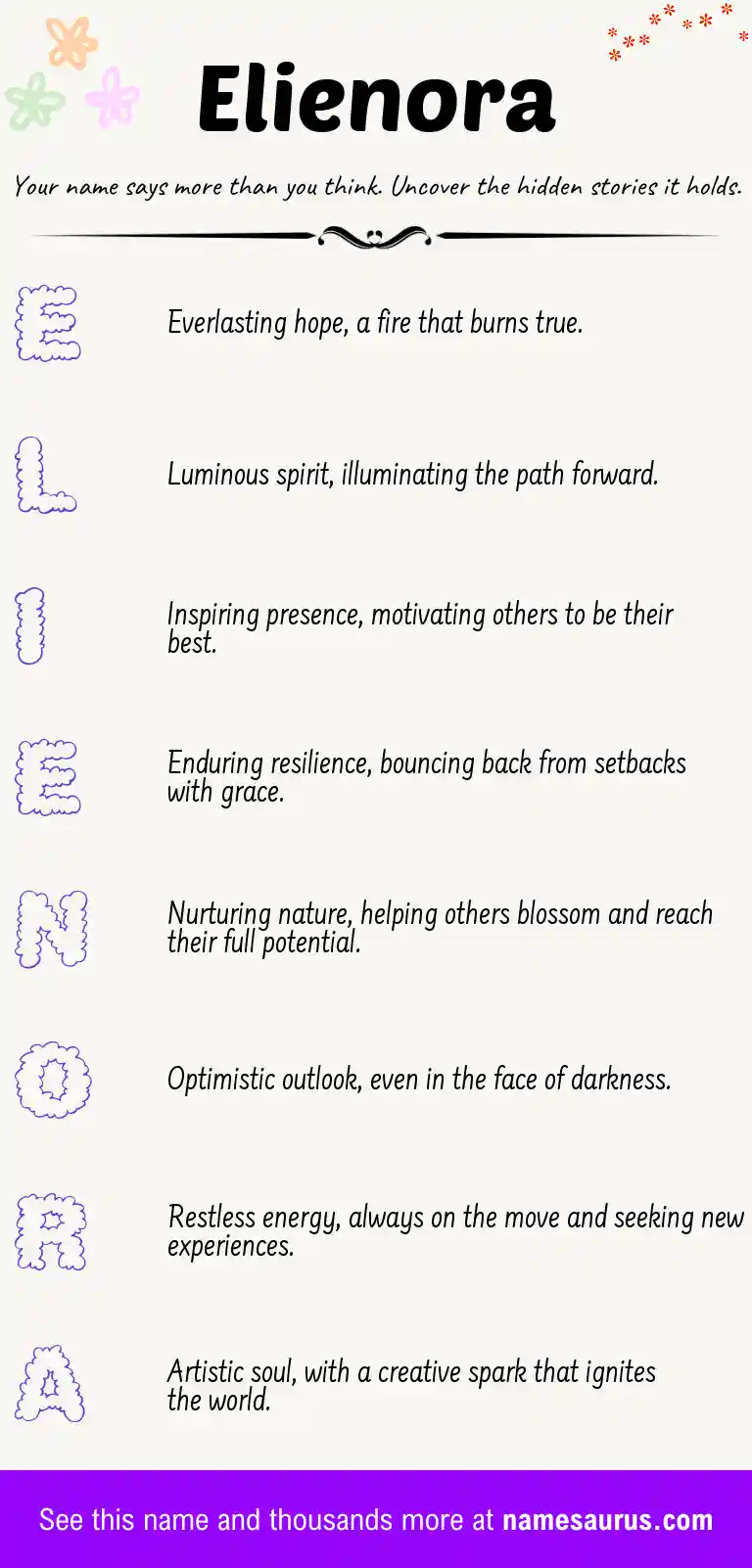 Acrostic poem about Elienora.