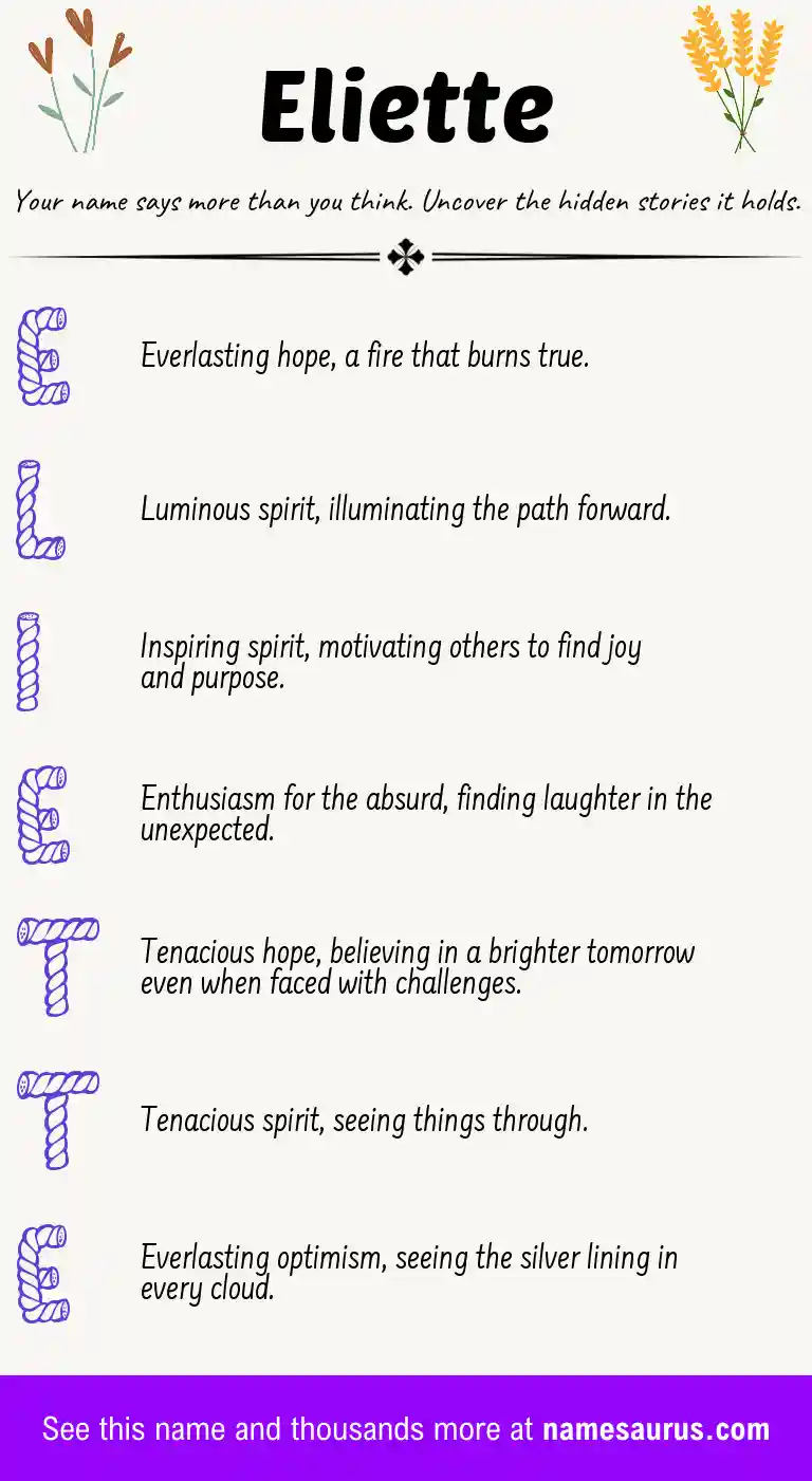 Acrostic poem about Eliette.