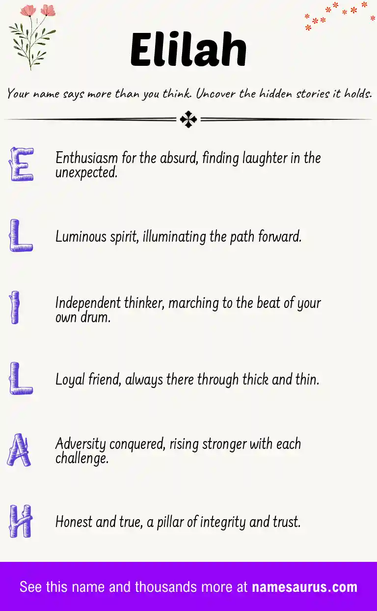 Acrostic poem about Elilah.