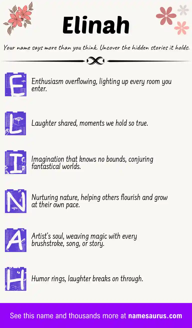 Acrostic poem about Elinah.
