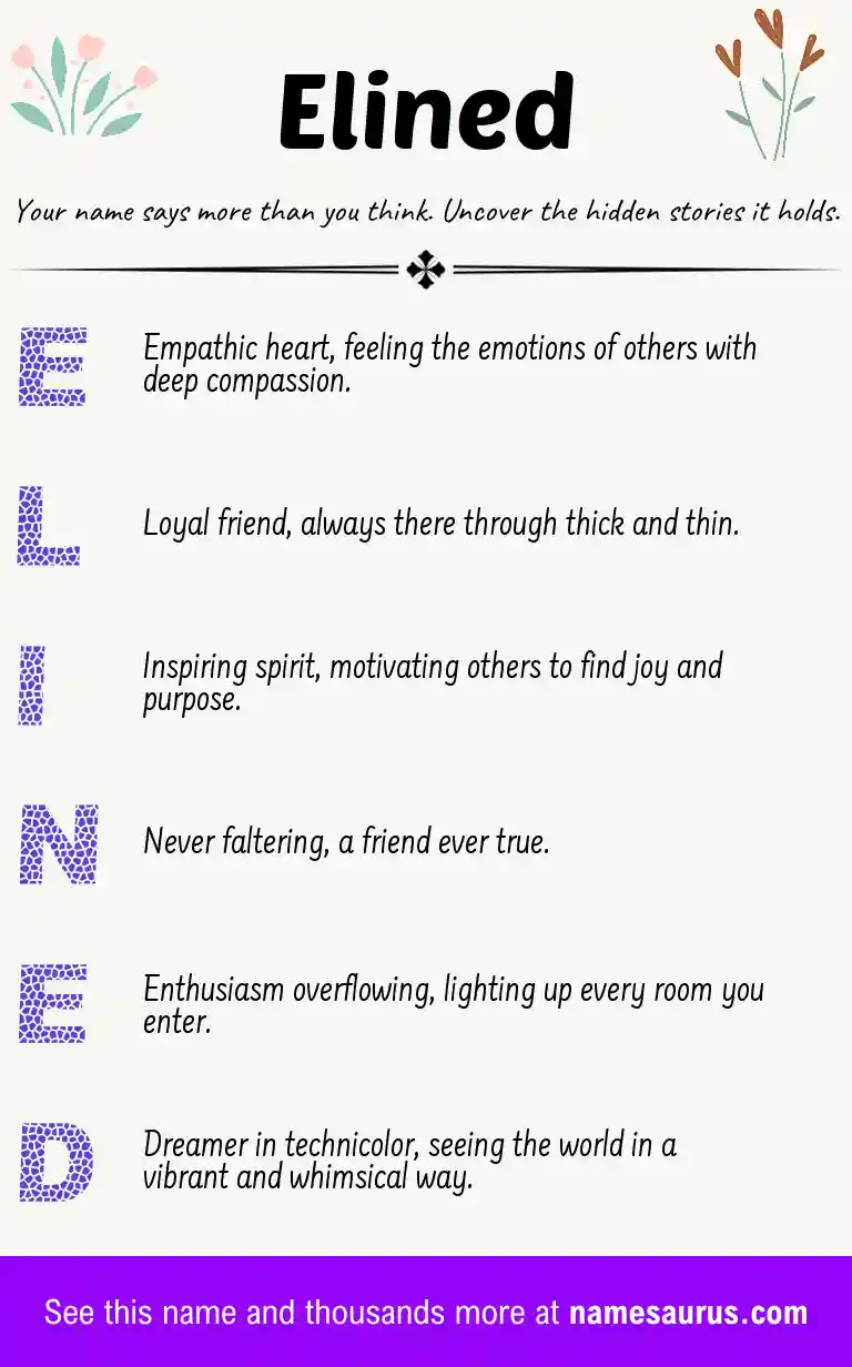 Acrostic poem about Elined.