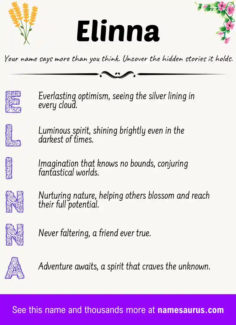 Acrostic poem about Elinna.