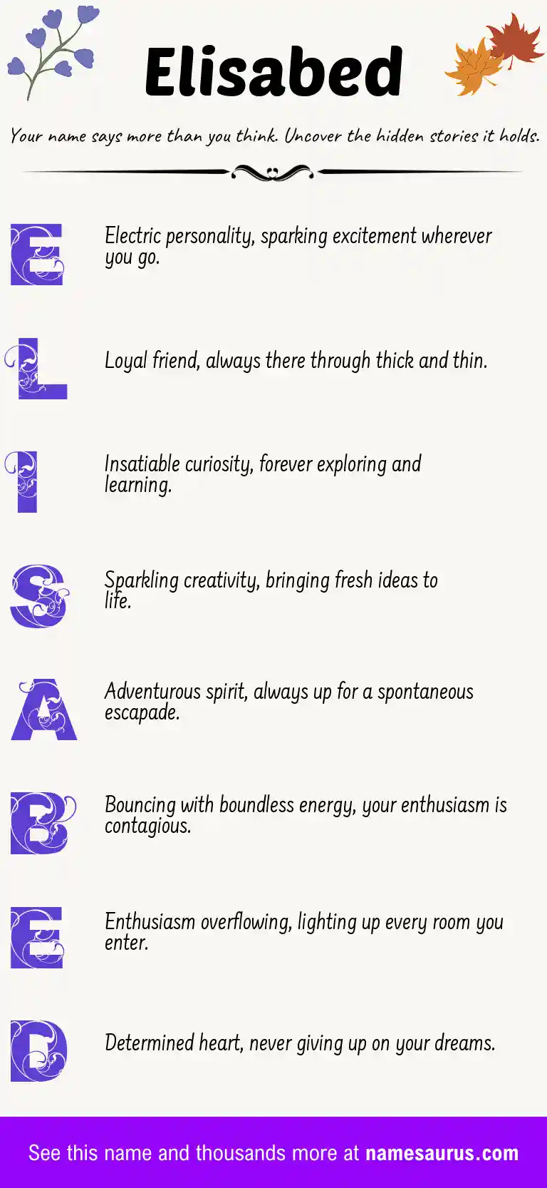 Acrostic poem about Elisabed.