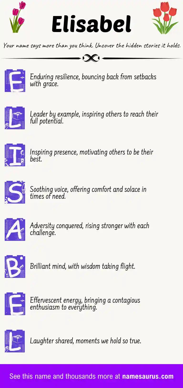 Acrostic poem about Elisabel.