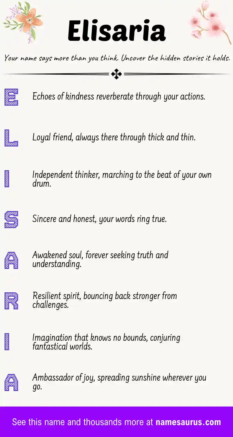 Acrostic poem about Elisaria.