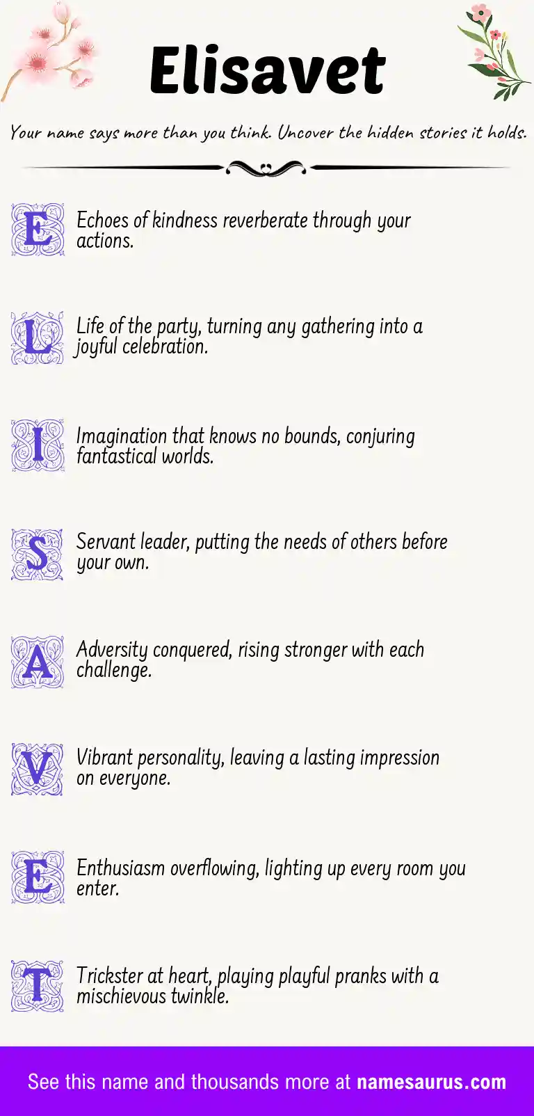 Acrostic poem about Elisavet.