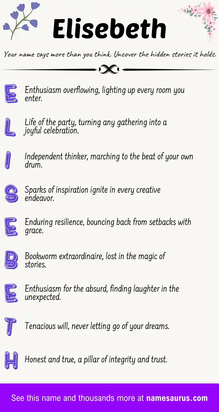 Acrostic poem about Elisebeth.