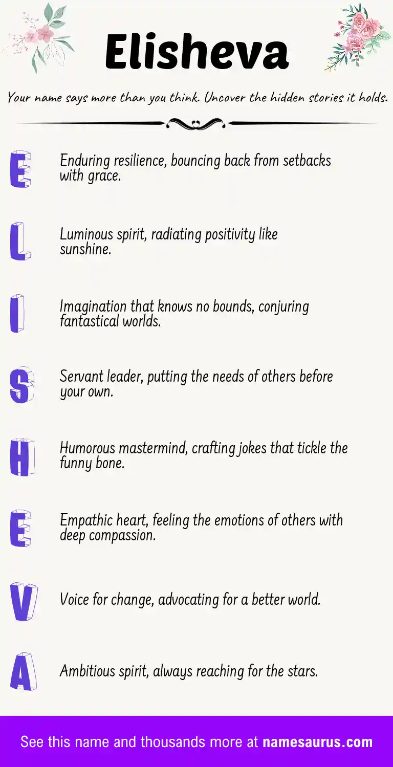 Acrostic poem about Elisheva.