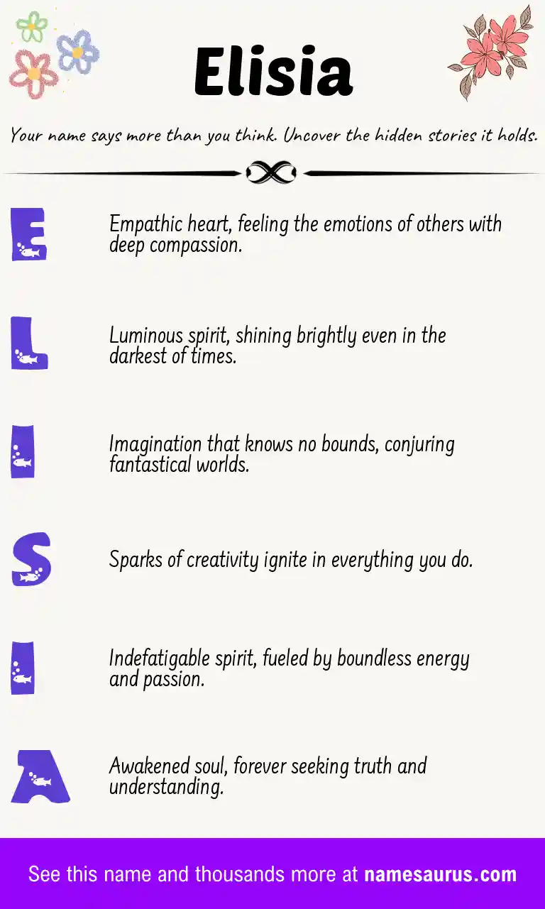 Acrostic poem about Elisia.