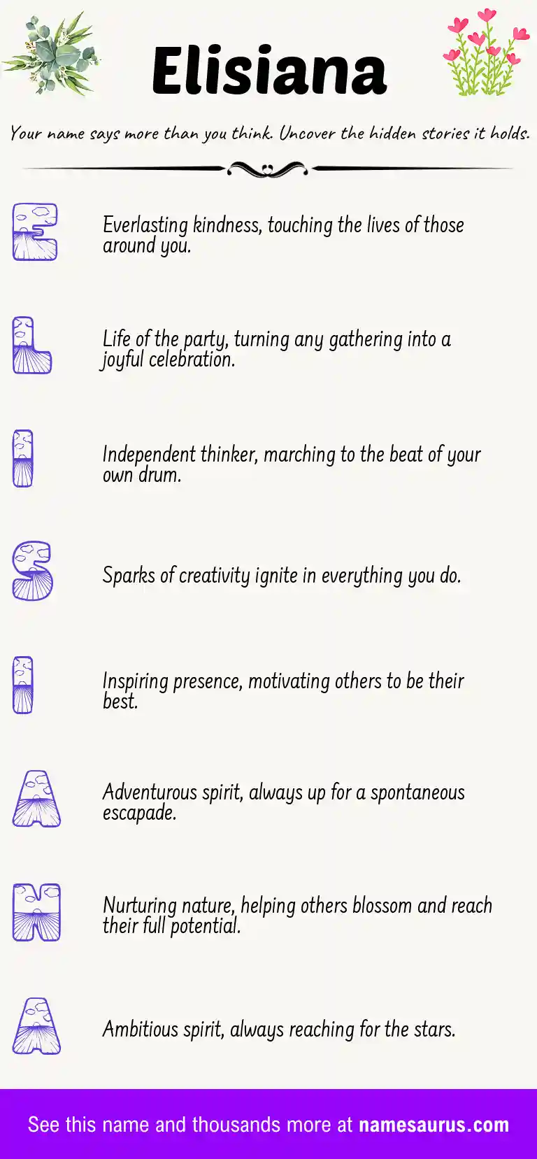 Acrostic poem about Elisiana.