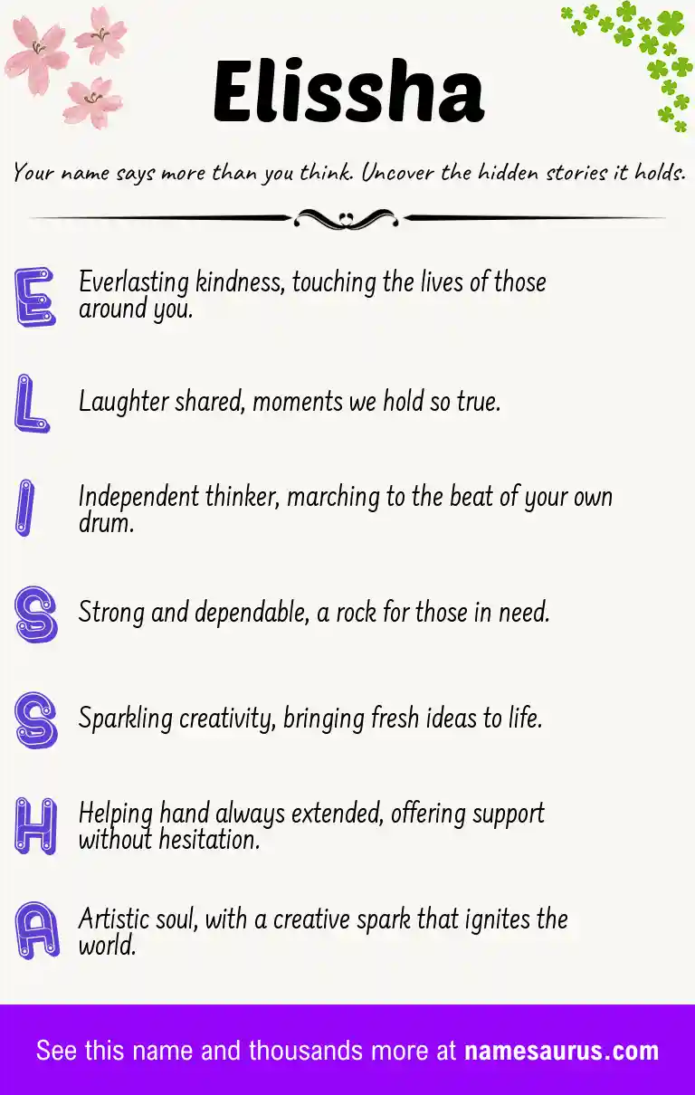 Acrostic poem about Elissha.