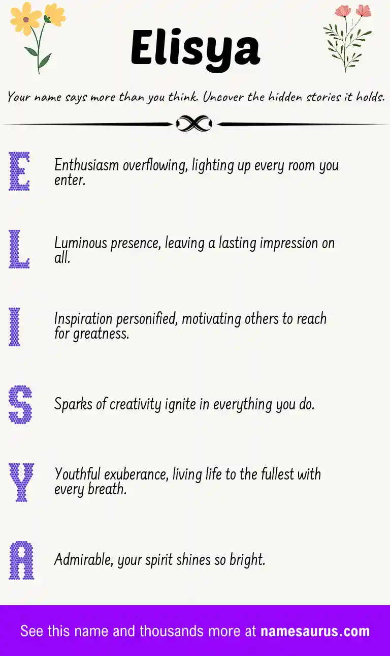 Acrostic poem about Elisya.