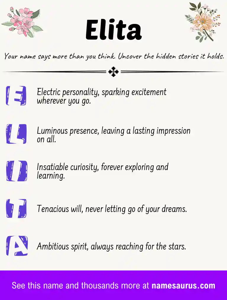 Acrostic poem about Elita.