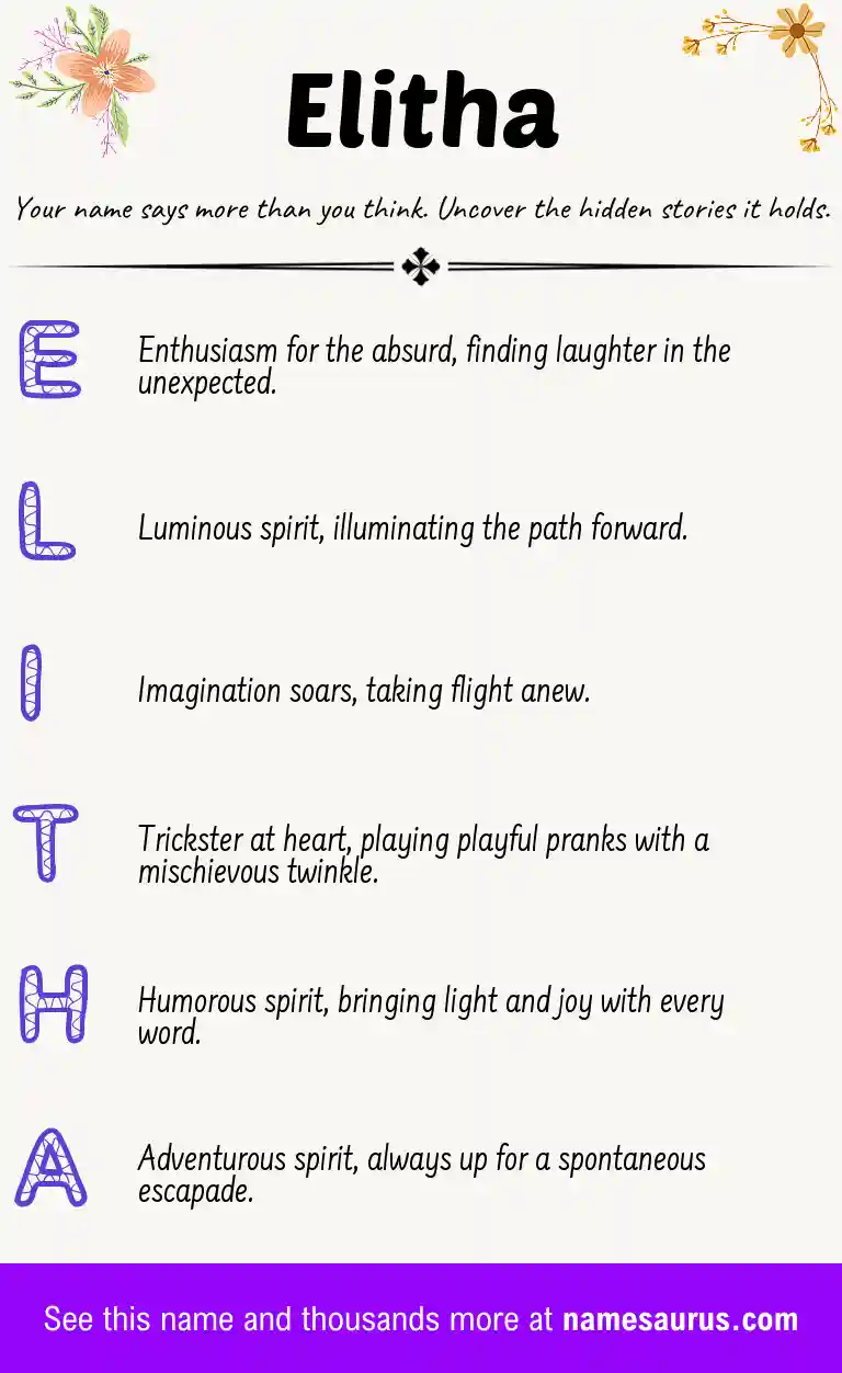Acrostic poem about Elitha.