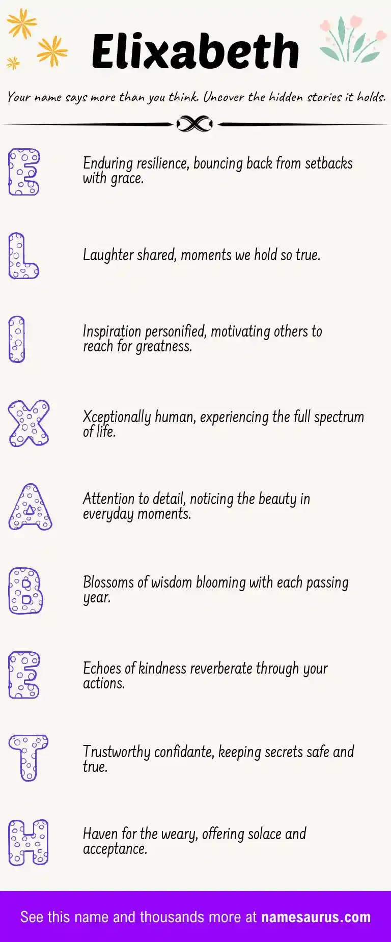 Acrostic poem about Elixabeth.