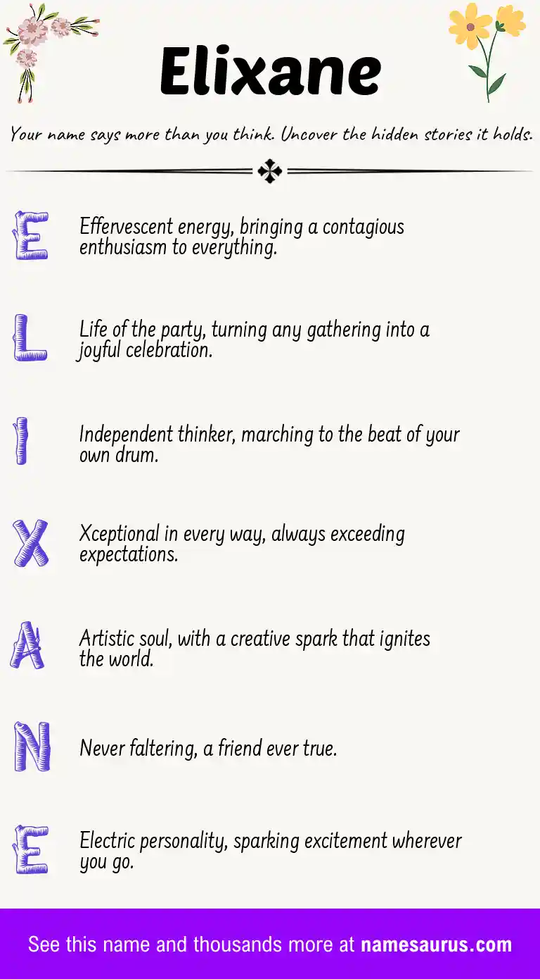 Acrostic poem about Elixane.