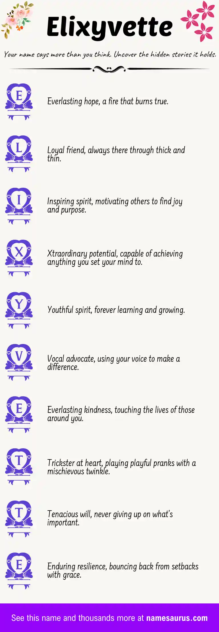 Acrostic poem about Elixyvette.