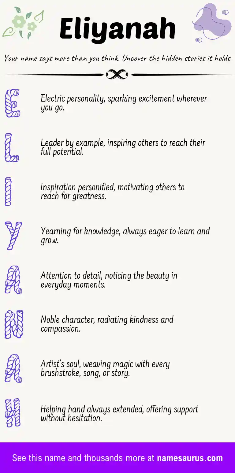 Acrostic poem about Eliyanah.