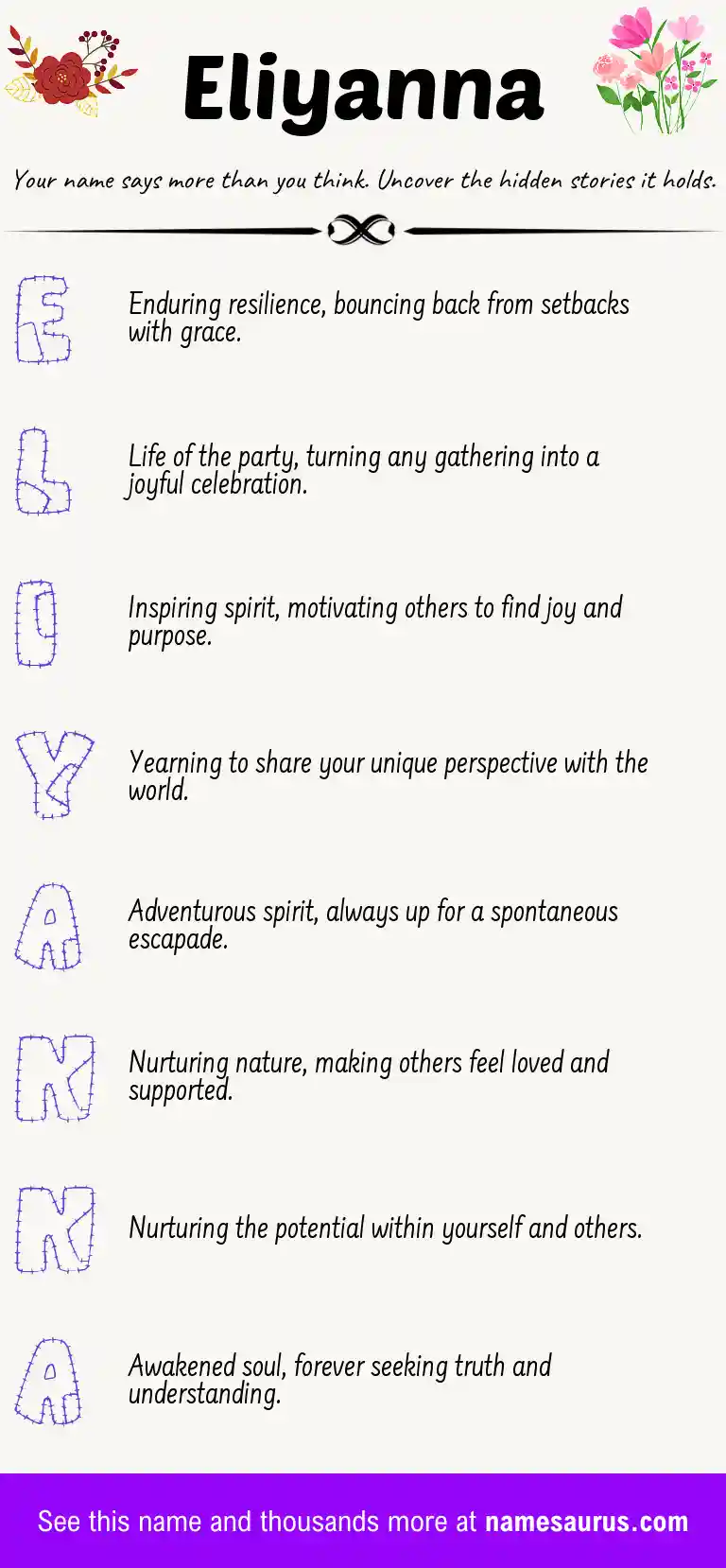 Acrostic poem about Eliyanna.