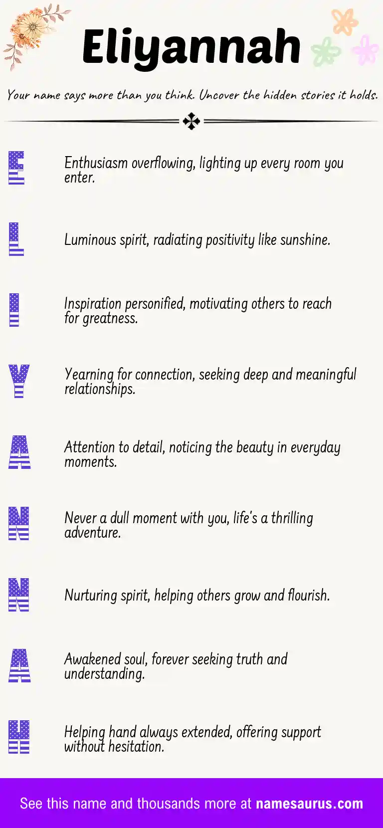 Acrostic poem about Eliyannah.