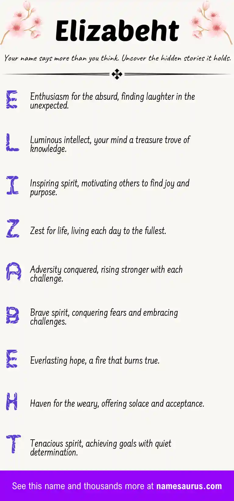 Acrostic poem about Elizabeht.