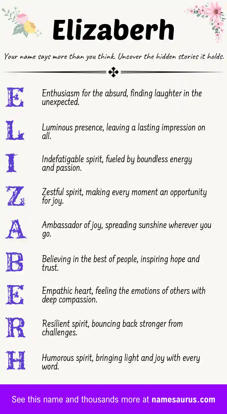 Acrostic poem about Elizaberh.
