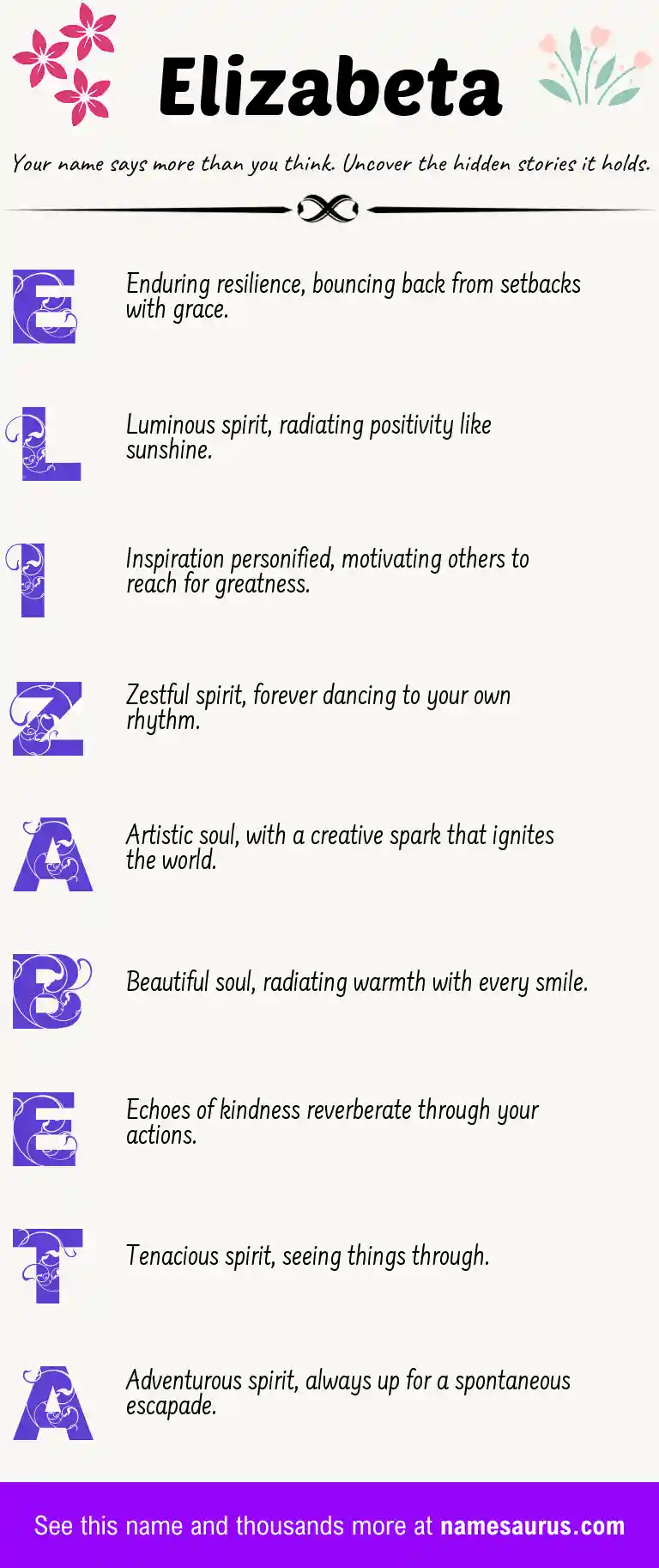 Acrostic poem about Elizabeta.
