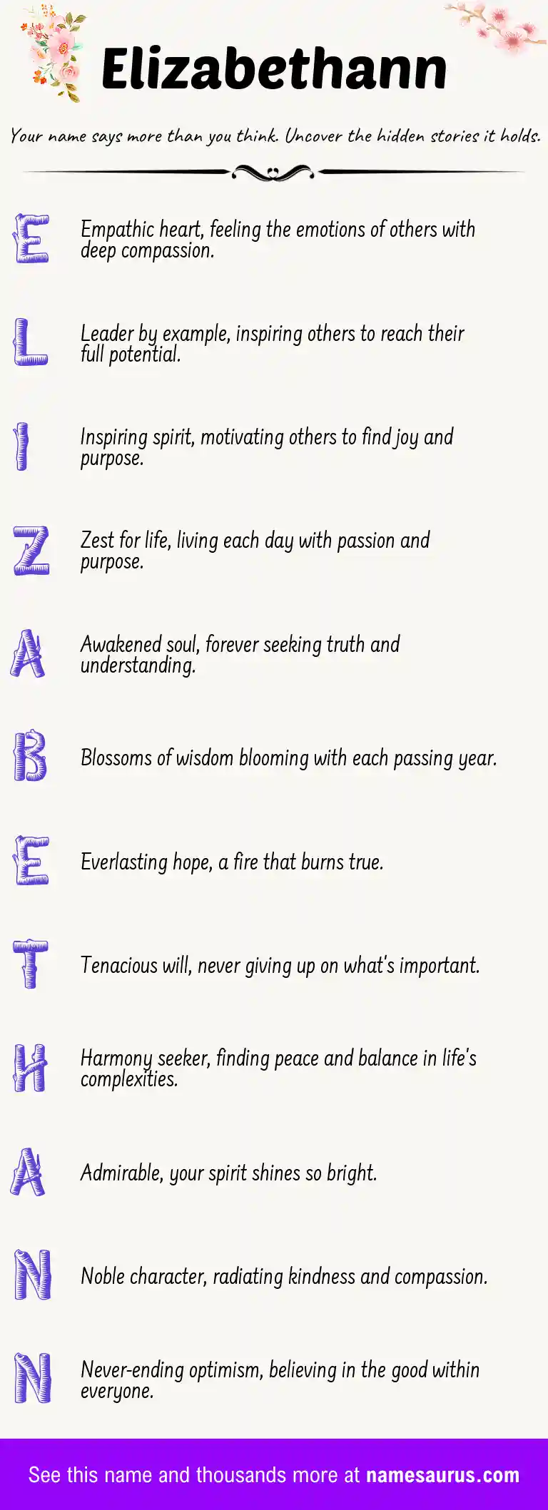 Acrostic poem about Elizabethann.