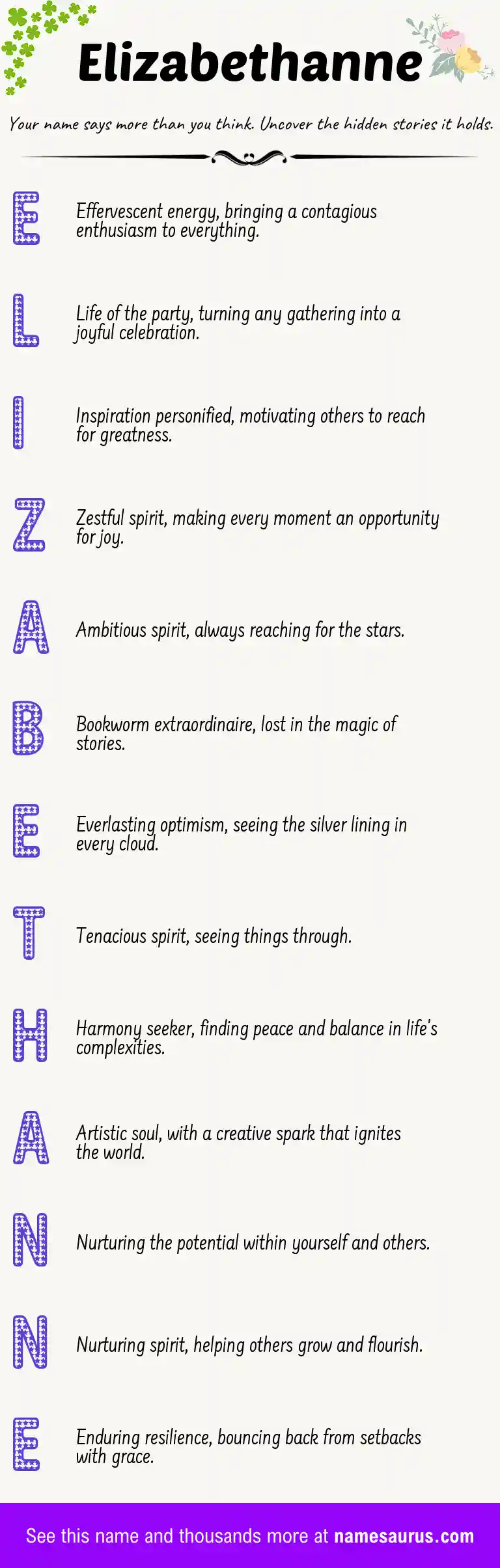 Acrostic poem about Elizabethanne.
