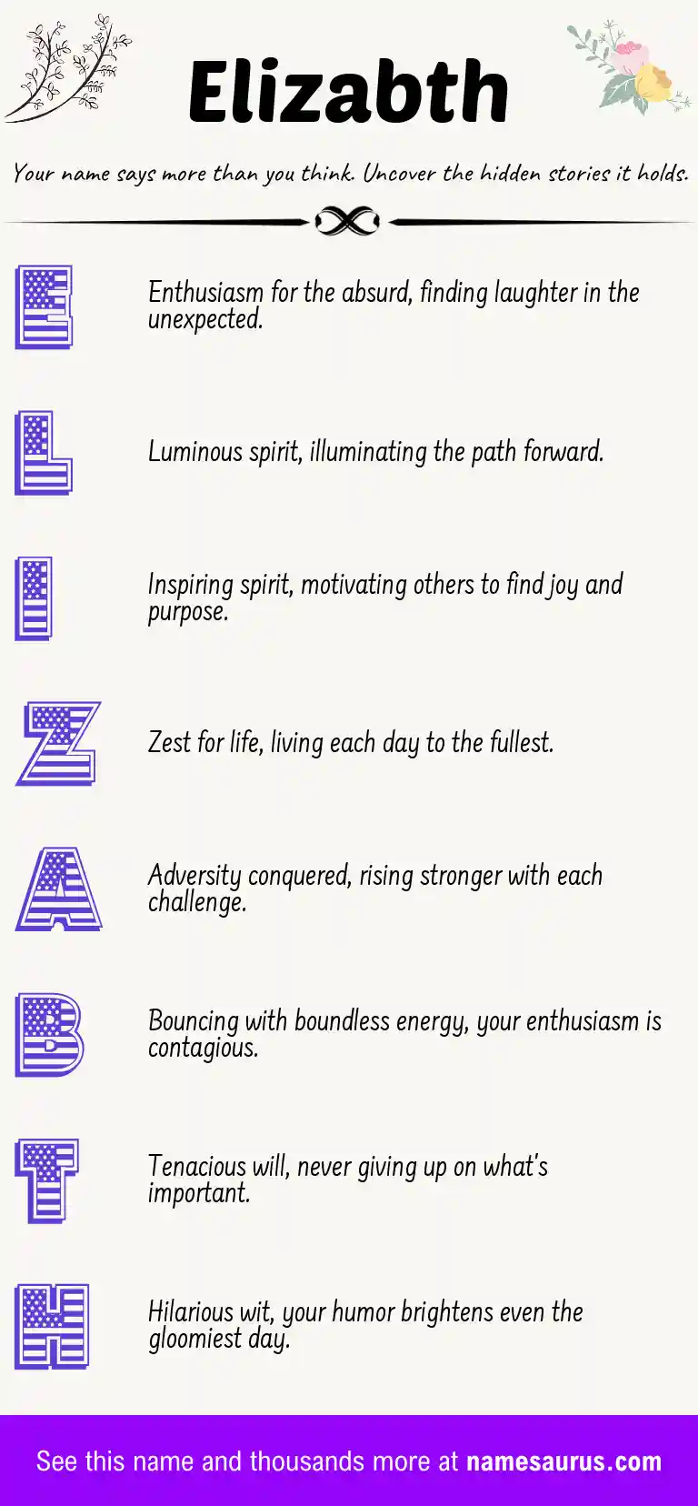 Acrostic poem about Elizabth.