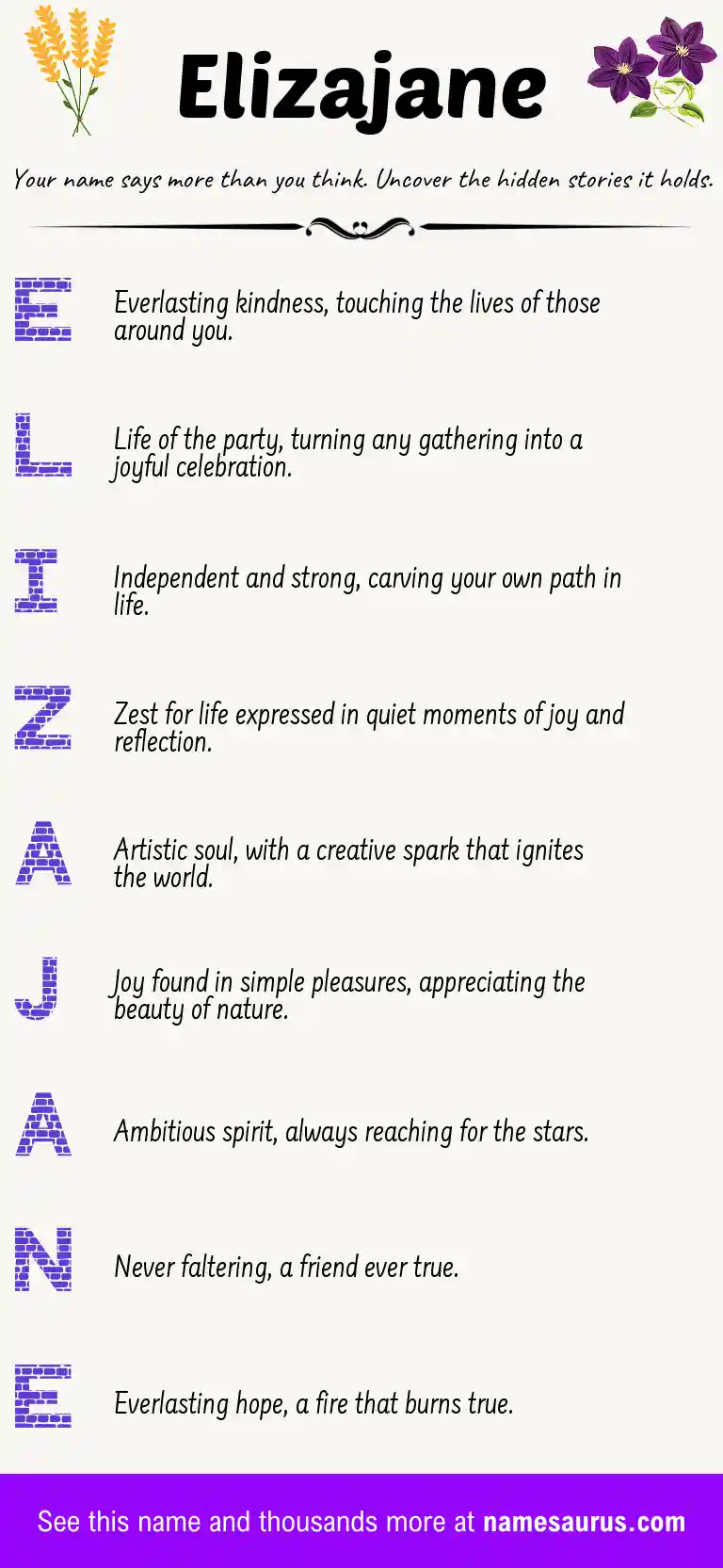 Acrostic poem about Elizajane.