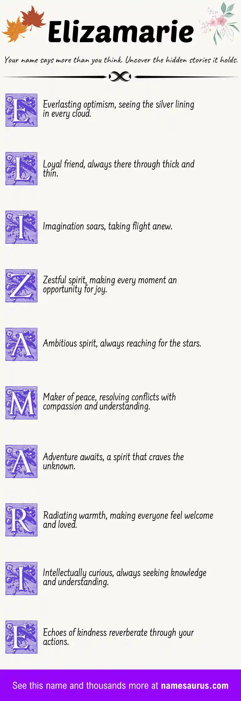 Acrostic poem about Elizamarie.