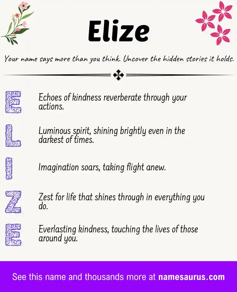 Acrostic poem about Elize.