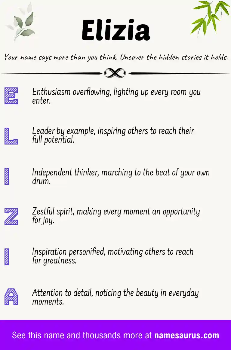 Acrostic poem about Elizia.