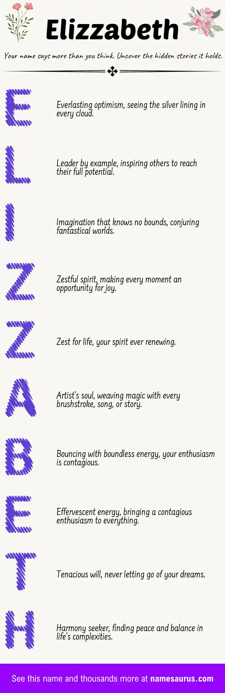 Acrostic poem about Elizzabeth.