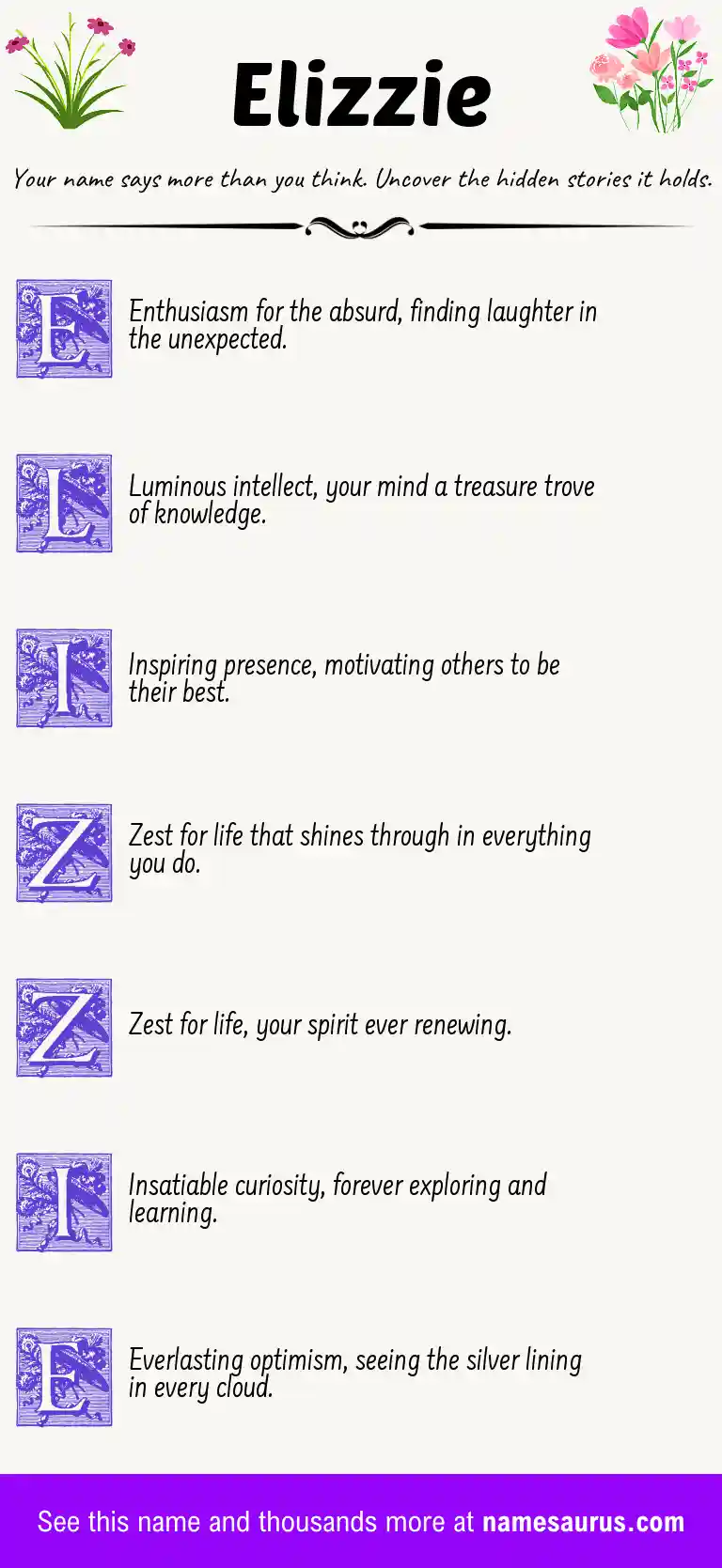 Acrostic poem about Elizzie.