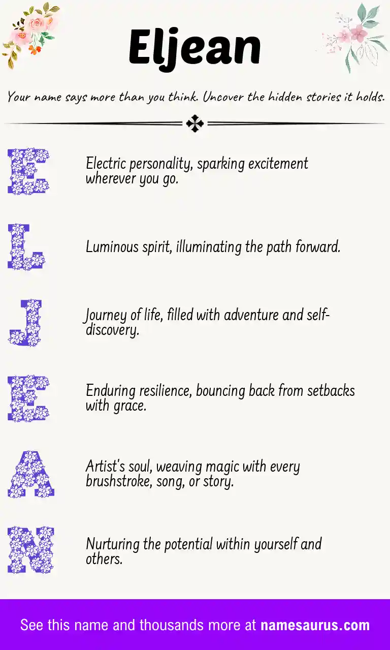 Acrostic poem about Eljean.