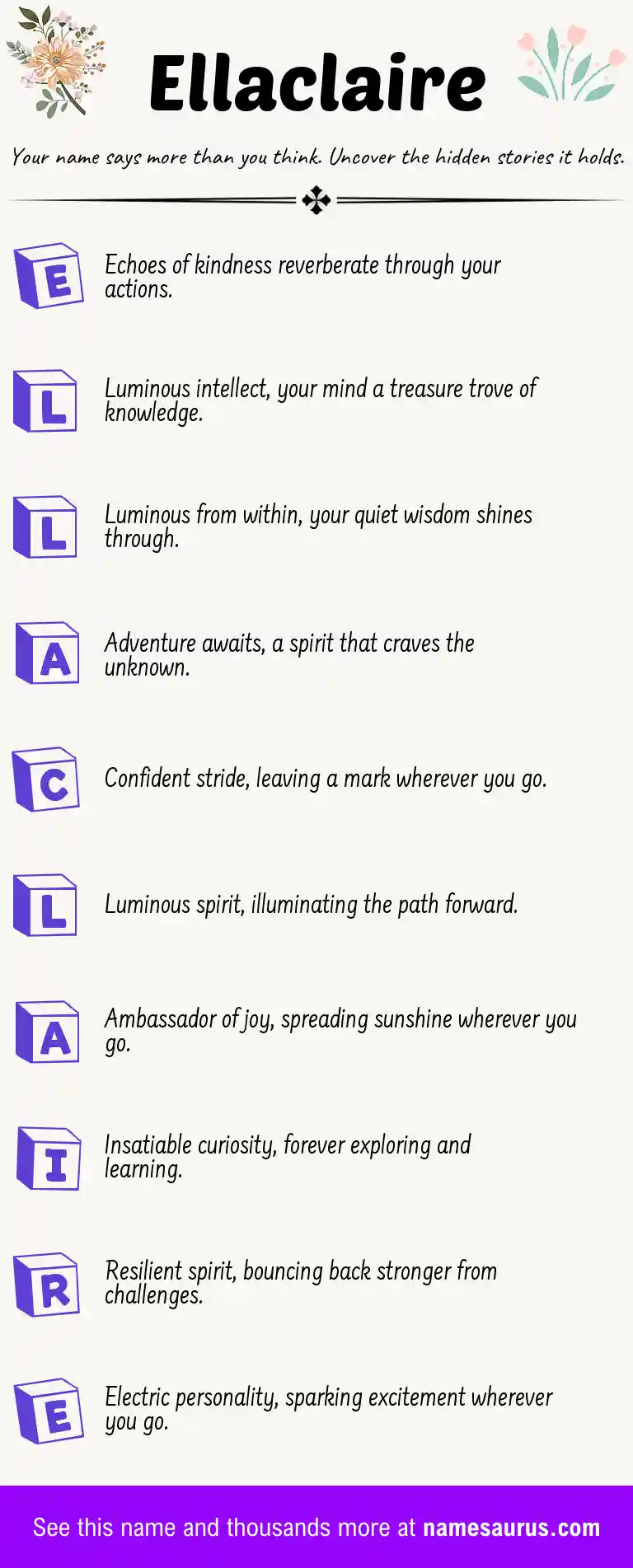 Acrostic poem about Ellaclaire.