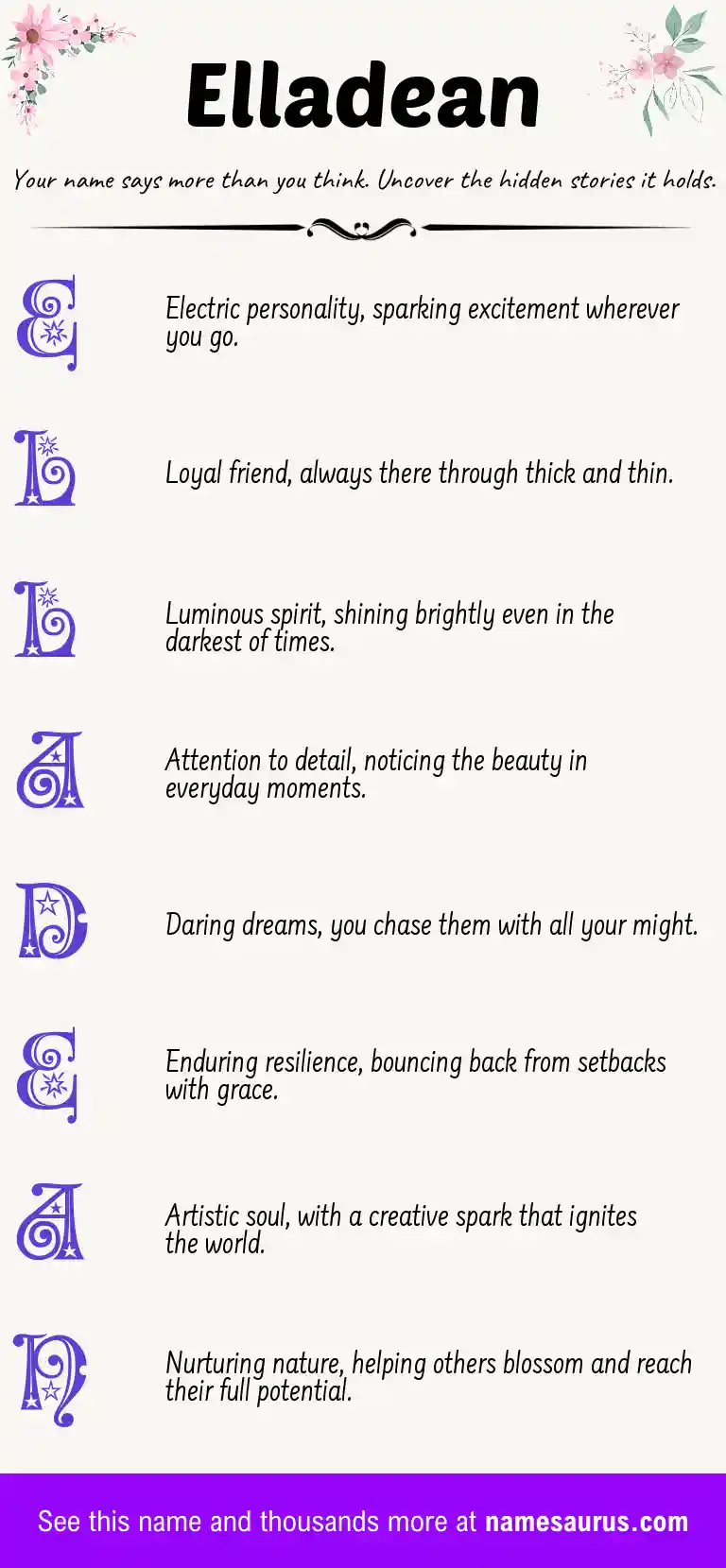 Acrostic poem about Elladean.