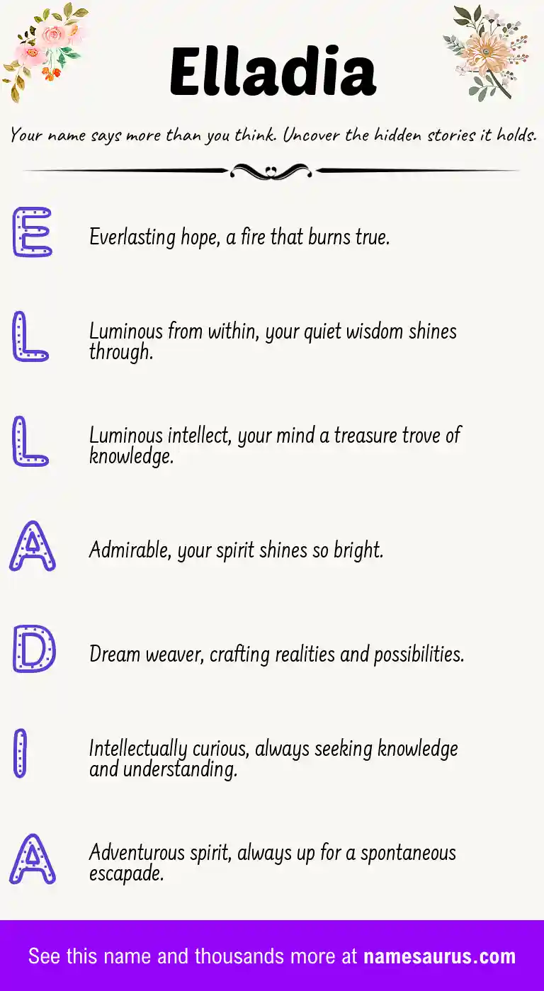Acrostic poem about Elladia.