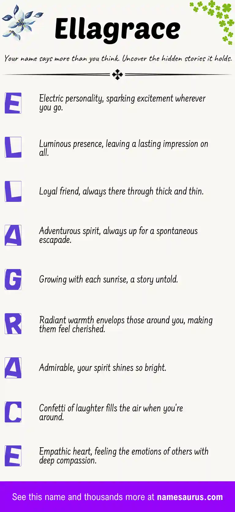 Acrostic poem about Ellagrace.