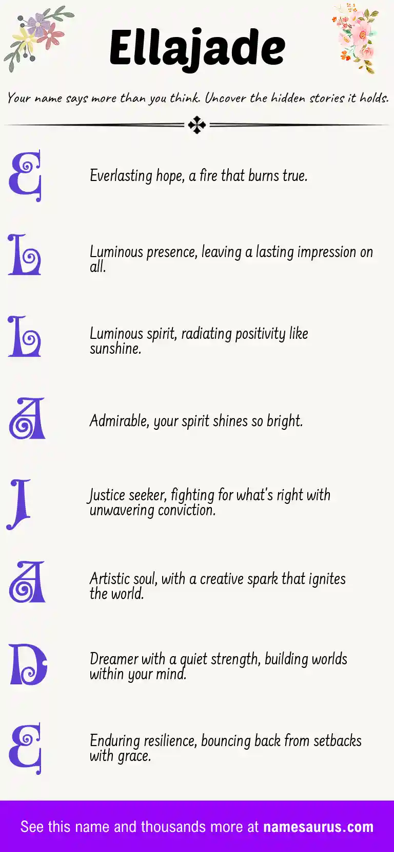 Acrostic poem about Ellajade.