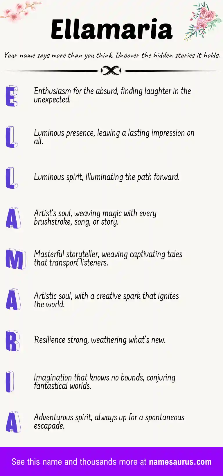 Acrostic poem about Ellamaria.