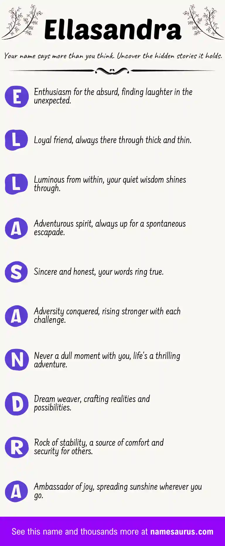 Acrostic poem about Ellasandra.